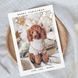 Modern minimalistisk Merry Woofmas Julkort