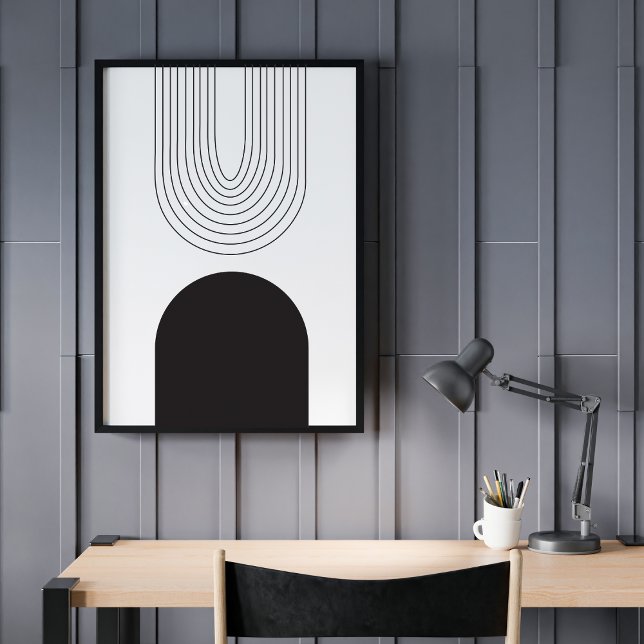 Modern Minimalistisk Mid Century Abstrakt Svart Vi Poster (Skapare uppladdad)
