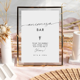 Modern minimalistisk Mimosa Pub Bröllop-signal Poster