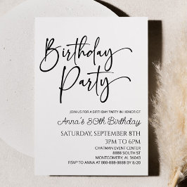 Modern minimalistisk minimal enkel Födelsedagsfest Inbjudningar