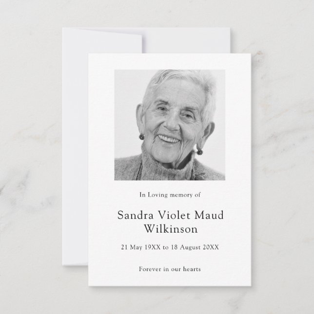 Modern minimalistisk minnesbönkort  OSA kort (Framsida)
