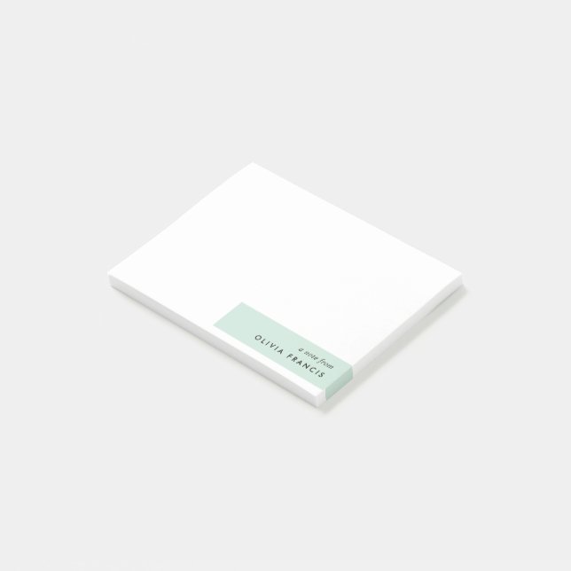 Modern Minimalistisk Mint-Grönt Pastel Post-it Block (Vinklad)