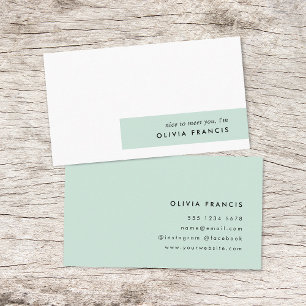 Modern Minimalistisk Mint-Grönt Pastel Visitkort