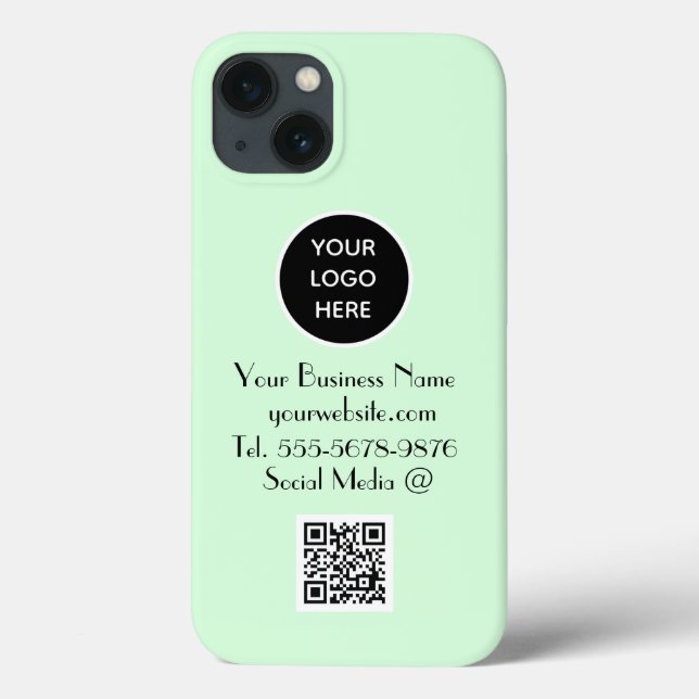 Modern minimalistisk mintgrön anpassad logotyp QR- (Baksida)