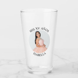 Modern minimalistisk Mis XV Años Circle Photo Glaskopp