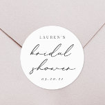 Modern minimalistisk Möhippa för calligrafi Runt Klistermärke<br><div class="desc">Anpassningsbar-designade möhippor och etiketter med modern elegant för svartfärgning.</div>