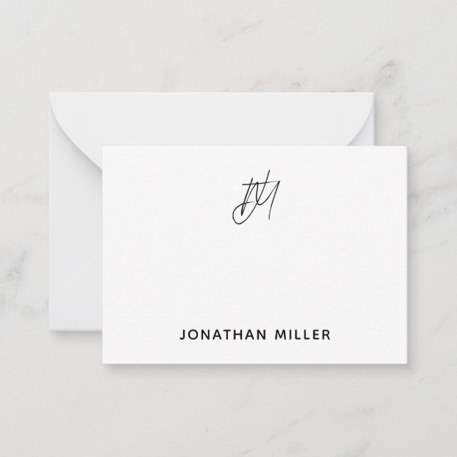 Modern minimalistisk monogram anteckningskort (Framsida)