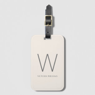 Modern minimalistisk monogram av elfenben och gråt bagagebricka