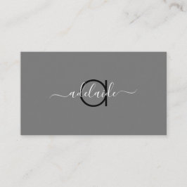 Modern minimalistisk monogram av Grått Black Hair  Visitkort
