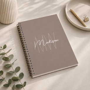 Modern minimalistisk monogram Beige Anteckningsbok
