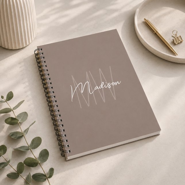 Modern minimalistisk monogram Beige Anteckningsbok (Modern Minimalist Monogram Taupe Notebook)