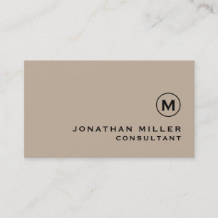 Modern minimalistisk monogram Beige Visitkort