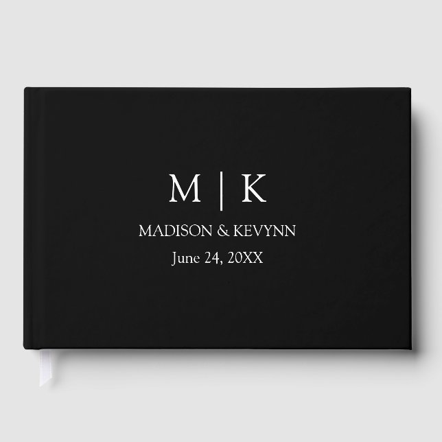 Modern minimalistisk Monogram Bröllop Gästböcker (Framsida)