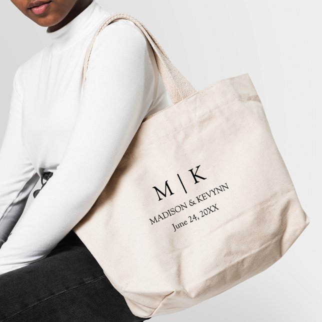 Modern minimalistisk Monogram Bröllop Jumbo Tygkasse (Customize to change text size, style or to add more text.)