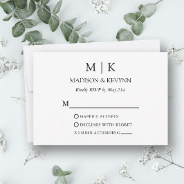 Modern minimalistisk Monogram Bröllop OSA Kort