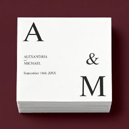 Modern Minimalistisk Monogram Bröllop Pappersservett