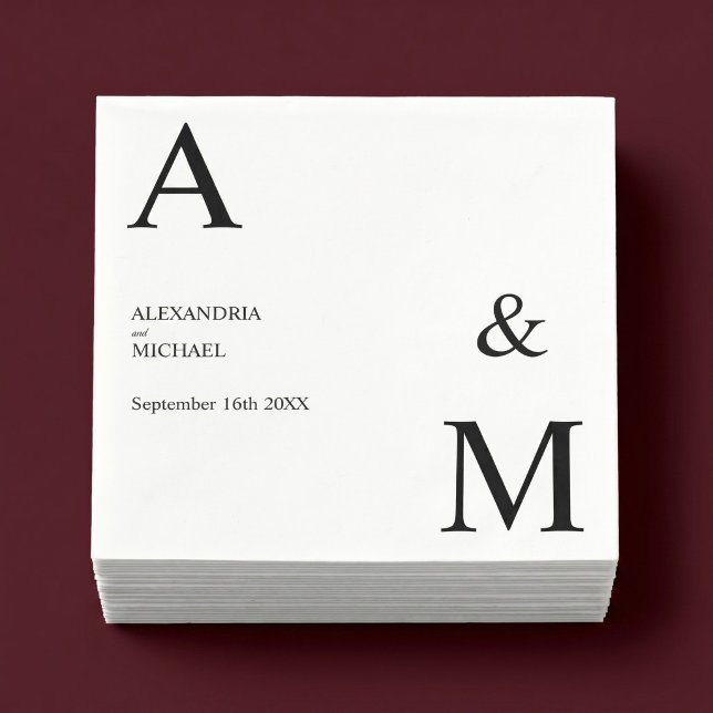 Modern Minimalistisk Monogram Bröllop Pappersservett (Skapare uppladdad)