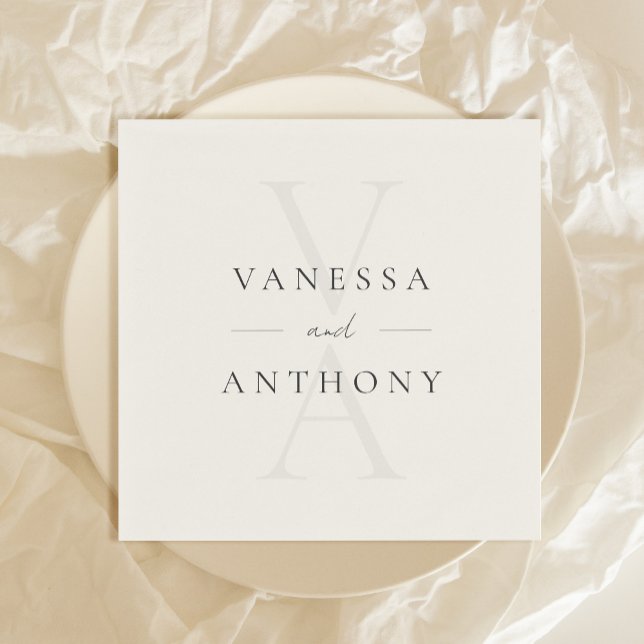 Modern minimalistisk Monogram Bröllop Pappersservett (Skapare uppladdad)