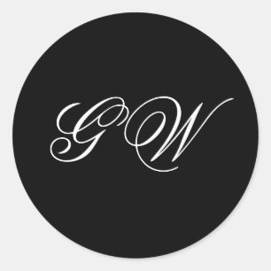 Modern minimalistisk Monogram Bröllop Runt Klistermärke