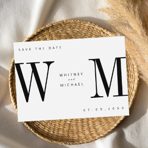 Modern minimalistisk Monogram Bröllop Spara Datumet