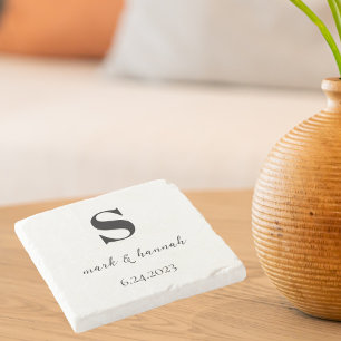 Modern minimalistisk Monogram Bröllop Stenunderlägg