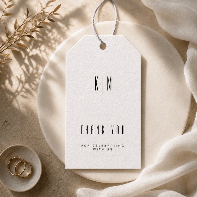 Modern Minimalistisk Monogram Bröllop Tacksamhets  Presentetikett (Skapare uppladdad)