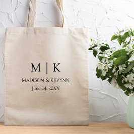 Modern minimalistisk Monogram Bröllop Tygkasse