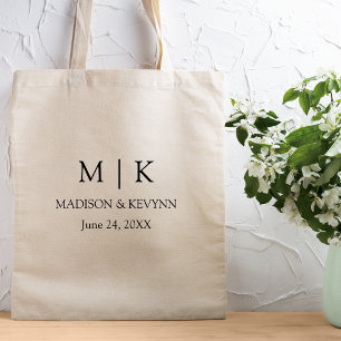 Modern minimalistisk Monogram Bröllop Tygkasse
