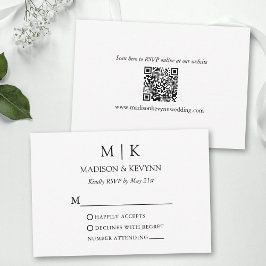 Modern Minimalistisk Monogram Bröllops QR-kod OSA Kort