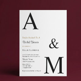 Modern minimalistisk monogram bröllopsdusch inbjudningar
