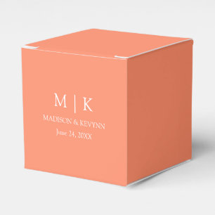 Modern minimalistisk Monogram Coral Peach Bröllop Presentaskar