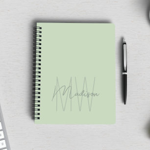 Modern Minimalistisk Monogram Djupgrön Anteckningsbok
