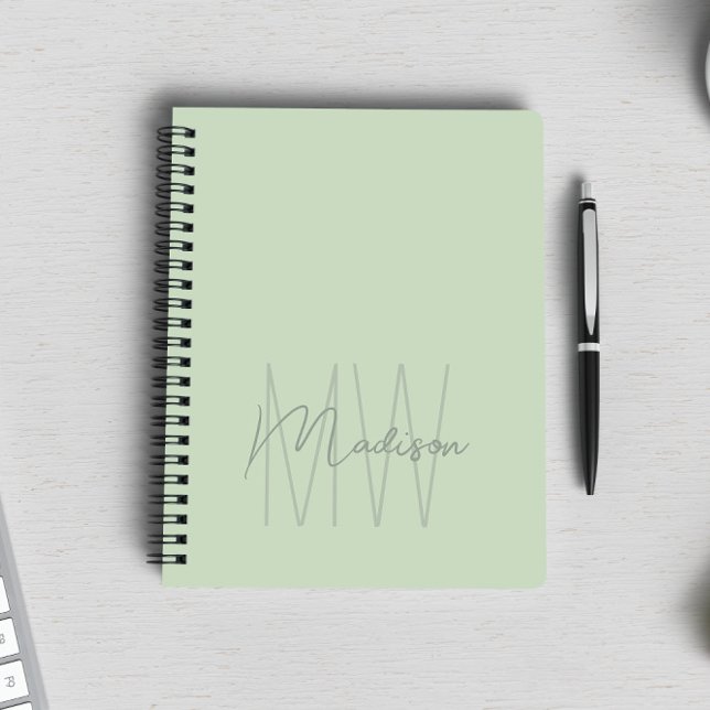 Modern Minimalistisk Monogram Djupgrön Anteckningsbok (Skapare uppladdad)
