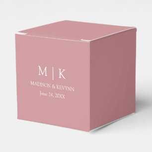 Modern minimalistisk Monogram Dusty Ro Bröllop Presentaskar