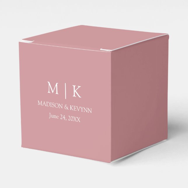 Modern minimalistisk Monogram Dusty Ro Bröllop Presentaskar (Framsidan Sidan)