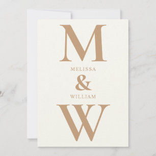 Modern Minimalistisk Monogram Elfenbensfärgad Bröl Inbjudningar