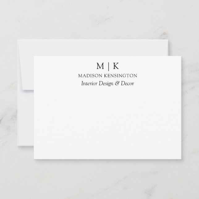 Modern Minimalistisk Monogram eller Lägg till Logo Anteckningskort (Framsida)