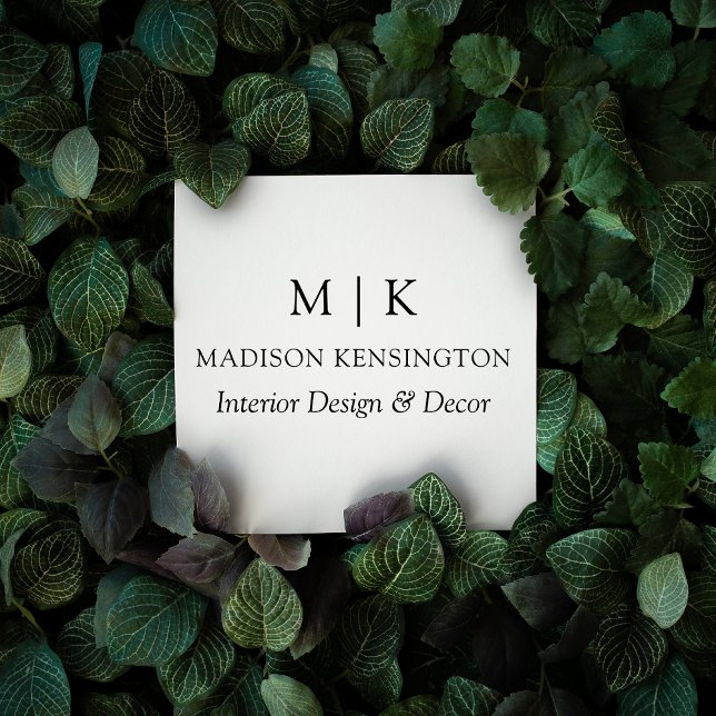 Modern minimalistisk monogram eller lägg till Logo Fyrkantigt Visitkort (Edit to Customize text, colors and more)