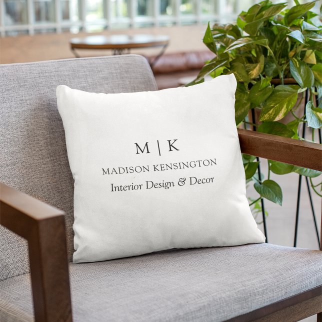 Modern Minimalistisk Monogram eller Lägg till Logo Kudde (Edit to Customize text, colors and more)