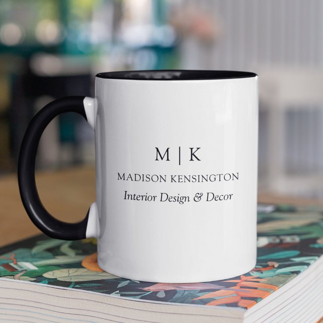 Modern Minimalistisk Monogram eller Lägg till Logo Mugg (Edit to Customize text, colors and more)