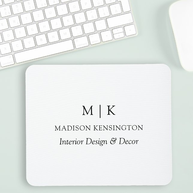 Modern Minimalistisk Monogram eller Lägg till Logo Musmatta (Edit to Customize text, colors and more)