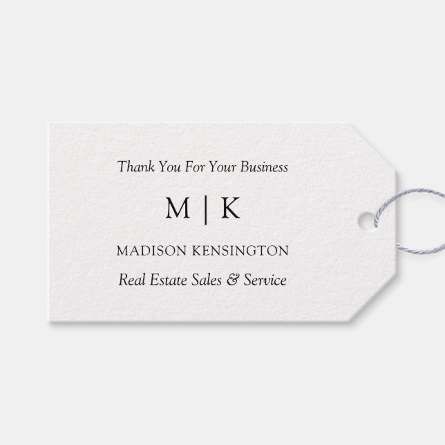 Modern Minimalistisk Monogram eller Lägg till Logo Presentetikett (Framsidan (Horisontell))