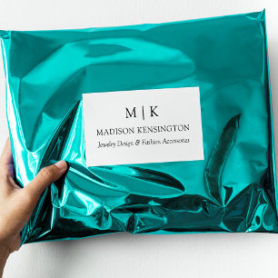 Modern Minimalistisk Monogram eller Lägg till Logo Rektangulärt Klistermärke