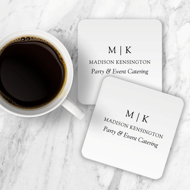 Modern Minimalistisk Monogram eller Lägg till Logo Underlägg Papper Kvadrat (Edit to Customize text, colors and more)