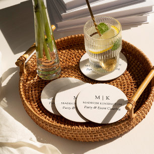 Modern Minimalistisk Monogram eller Lägg till Logo Underlägg Papper Rund