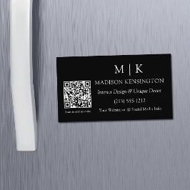 Modern Minimalistisk monogram eller lägg till QR-k Magnetiska Visitkort