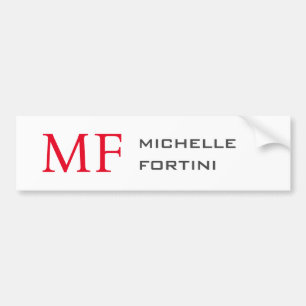 Modern minimalistisk monogram, första rödvit (Plai Bildekal