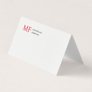 Modern minimalistisk monogram, första rödvit (Plai Kort