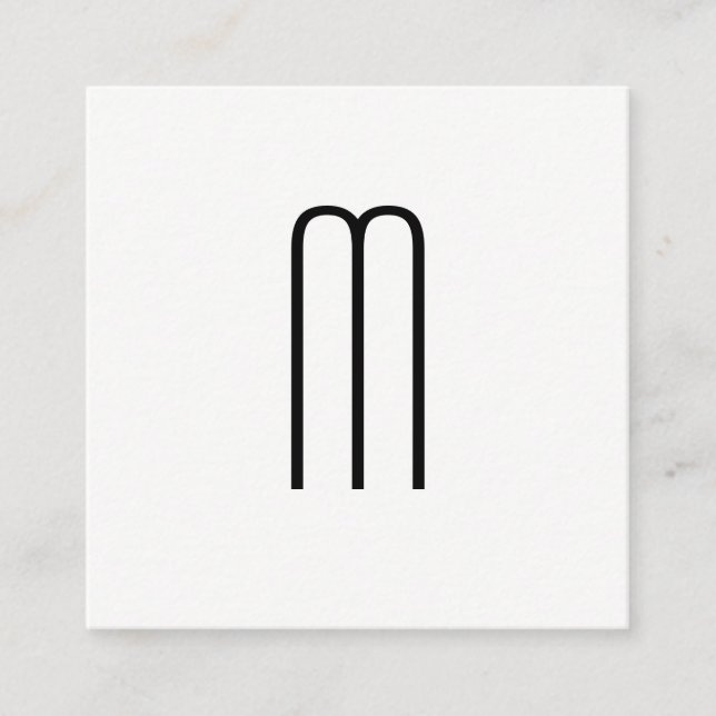 Modern minimalistisk monogram fyrkantigt visitkort (Framsida)