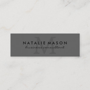 Modern minimalistisk monogram-Grått Mini Visitkort